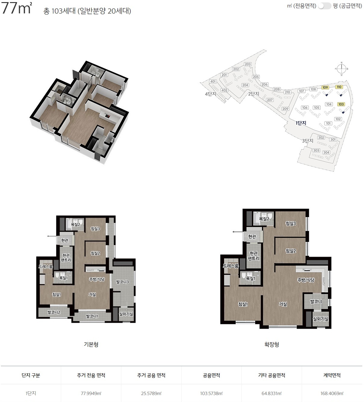 77㎡ 타입 평면도